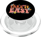 Take It Easy Retro Floral Motif PopSockets PopGrip for MagSafe