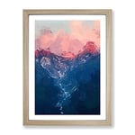 Ravine To The Clouds In Abstract Modern Framed Wall Art Print, Ready to Hang Picture for Living Room Bedroom Home Office Décor, Oak A4 (34 x 25 cm)