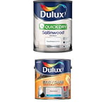 Dulux Quick Dry Satinwood Paint, 750 ml (Pure Brilliant White) Easycare Washable and Tough Matt (Mellow mocha)