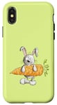 Coque pour iPhone X/XS Lapin Gris Amusant Design Mignon Avec Carotte