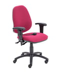 Office Hippo Desk Chair, Ergonomic Home & Office Chair With Adjustable Seat, Back, Arms & Lumbar Pump For Comfort & Support, Computer Chair With Curved Back For Daily Use - Claret Red