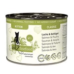 catz finefood Kitten N 5 Lot de 6 boîtes de 200 g de Nourriture Humide pour Chats au Saumon et à la volaille - Nourriture Fine pour Jeunes Chats - sans céréales ni Sucre à Haute teneur en Viande