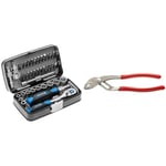 Högert HT1R462 Coffret à outils – Jeu de douilles tournevis à cliquet – Noir/bleu 1/4" & FACOM-Pinces 170A.25 Pinces Multiprises Standard 25 mm