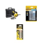 Stanley FATMAX Scie Sauteuse Filaire 710W 1 Coffret de Transport FME340K-QS + 5 Lames en T pour Scie Sauteuse + 2 Lames HCS Longue Durée