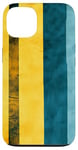 Coque pour iPhone 13 Jaune Art Déco Rayé Vintage Michigan Bleu Maïs Rétro