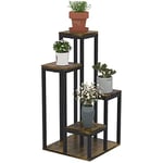 Outsunny Support pour plantes étagère à fleurs 4 étagères différentes hauteurs structure acier - 40 x 40 x 81 cm noir