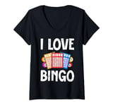 Womens Bingo Player I LOVE BINGO Funny Bingo Lover Bingo V-Neck T-Shirt