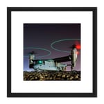 Miltary USA Navy V-22 Osprey Tritrotor Aircraft Photo 8X8 Inch Square Wooden Framed Wall Art Print Picture with Mount