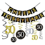 50-årsdag Dekorationskit Cheers 50 år Banner Vimpel