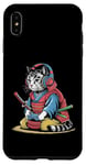 Coque pour iPhone XS Max Japon Kawaii Cat Samurai Casque Casque Manette de Jeu Vidéo