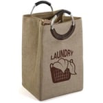 Minimalist Polyester Laundry Basket (30 x 55 x 36 cm), Beige