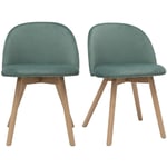 Miliboo - Chaises scandinaves en tissu velours vert céladon et bois clair massif (lot de 2) celeste