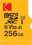 KODAK Carte Mémoire Micro SD - 256GB, Classe 10, Haute Performance, avec Adaptateur - Neuf