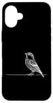 Coque pour iPhone 16 Plus Line Art Oiseau et Ornithologue Pin Siskin