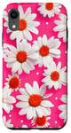 Coque pour iPhone XR Pink & White Daisy Polka Dots Floral Polka Dot Daisy Flowers