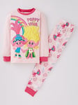 Trolls Glitter Print Long Sleeve Pyjamas, Pink, Size Age: 4-5 Years