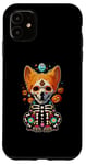 Coque pour iPhone 11 Os de corgi mexicain Sugar Skull, Halloween, jour de la mort d'un chien