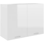 Armoire suspendue Armoire de cuisine Meuble haut de Cuisine Blanc brillant 80x31x60 cm Aggloméré 25721