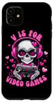 Coque pour iPhone 11 V est pour les jeux vidéo Skull Headphones