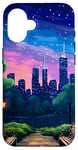 iPhone 16 New York Evening Stars Retro 80s Pixel Art Case