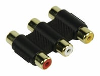 HQ 3 x RCA Female Socket to 3x RCA Socket Cable Extension Phono Adapter Joiner