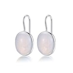 MetJakt Argent 925 pour Femme avec Pierre Naturelle et Cristaux Multicolores Scintillants Changeant de Couleur Boucles d'Oreilles en Pierres Précieuses Bijoux (Pierre de lune)