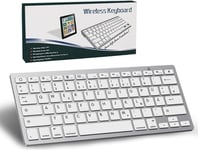 Clavier Bluetooth Sans Fil-Qwertz Allemand-Mini Clavier Sans Fil Compact Ultra Fin Pour Ipad,Mac,Ordinateur Portable,Tablette,Surface,Telephone,Ordinateur,Windows/Android/Ios,Argente