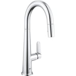 GROHE Robinet evier de cuisine Tallinn, douchette extractible, bec en U, inverseur 2 jets, mitigeur avec mousseur economique