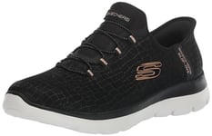 Skechers Femme Hands Free Slip-ins Summits Classy Night Basket, Noir Or Rose Bkrg, 40 EU