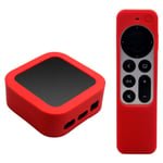 2 st / set Apple TV 4K (2021) digitalbox + fjärrkontroll silikonhölje - Röd Röd