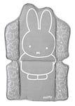 roba Coussin de Chaise Haute Combinée miffy® - Facile à Nettoyer et Lavable - Réducteur de Siège Confortable avec Rubans - dès 6 Mois - Imprimé Lapin - Gris / Blanc