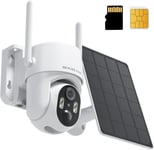 4G Lte Caméra Surveillance Solaire Avec Carte Sim, Camera Exterieur Sans Fil Batterie 2K Hd, Caméra De Surveillance Sans Wifi, Vision Nocturne, Détection De Mouvement, Conversation Bidirectionnelle