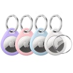 UNBREAKcable 360° Protective Case for AirTag, AirTags Keyring Holder [Easy to Install] [Scratch Resistant] TPU Full Cover Case with 304 Stainless Steel Keychain, Multicolor - 4 Pack