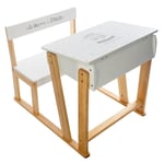 Bureau Enfant Pupitre "Ecriture" 63cm Blanc & Naturel