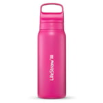 LifeStraw Go Series – Insulated Stainless Steel Water Filter Bottle for Travel and Everyday Use, 24oz Orchid Pink