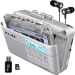 Walkman Cassette Player K7 + Lecteur Cassette Audio + Convertisseur Cassette Audio En Mp3 + Microphone Et Haut-Parleur Intégrés + Batterie Rechargeable + Ecouteurs + Carte Sd 16Gb