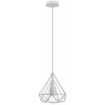 Suspension Luminaire Industrielle 20cm Rétro Lustre Cage Diamant en Métal Blanc Plafonnier Luminaire pour Couloir Entrée Chambre