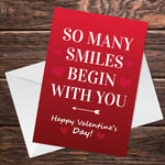 Valentines Day Card For Him Her SO MANY SMILES Soulmate Card Thank You Card