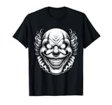 Creepy Clown Face with Glowing Eyes Sharp Teeth Halloween T-Shirt