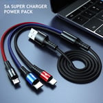 3 in 1 Fast Charger Charging Cable USB C Cord Multi for Android Samsung iPhone