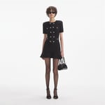 Buttoned Knit Mini Dress - Black