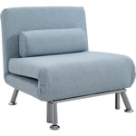 Homcom - Fauteuil convertible 3 en 1 chauffeuse lit avec coussin bleu