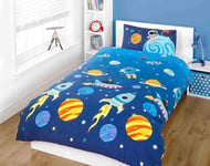 Rapport Home Kids Rockets Stars and Space Blue Childrens 2 Piece Duvet Single 