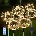 Lampe Solaire Exterieur Jardin,Lot de 6 Décoration de Jardin Feu d'artifice Solaire-120 LED,8 Modes Guirlande Lumière Solaire pour Extérieur Jardin Pelouse Terrasse Noël Décoration