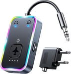 Transmetteur Bluetooth 5.3, Adaptateur Bluetooth Jack 3,5Mm, Supporte 2 Airpods Ou Casques, Faible Latence Et 28H D'Autonomie, Emetteur Bluetooth Pour Avion/Tv/Pc/Salle De Gym/Casq[PHO065131]