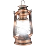 Lanterne tempête led, Lampe retro comme décoration de fenêtre ou lampe jardin, à piles, cuivrée - Relaxdays