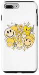 Coque pour iPhone 7 Plus/8 Plus Retro 70s Happy Face Leopard Boule disco visage souriant fleur