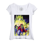 T-Shirt Femme Col Echancré Broly Super Saiyan Dragon Ball Anime Manga