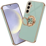 Nuxiady Coque pour Samsung Galaxy A15 5G / 4G Antichoc Housse Silicone TPU Étui avec Magnétique Support à Anneau Rotatif, Etui 360° Ring Stand Case Protection Cover pour Galaxy A15, Cyan