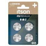 ITSON, CR2016 battery, 3V, coin lithium battery, pack of 4, best for car keys, watches and heart rate monitors